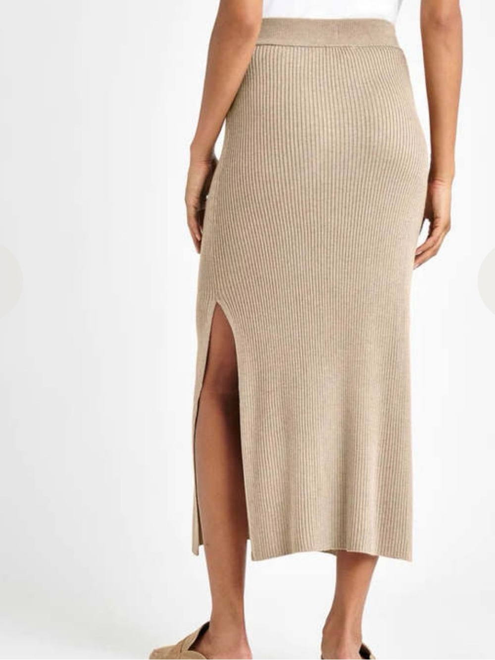 Splendid Ribbed Midi Skirt Heather Charcoal Grey Slit, size M - Picture 16 of 16